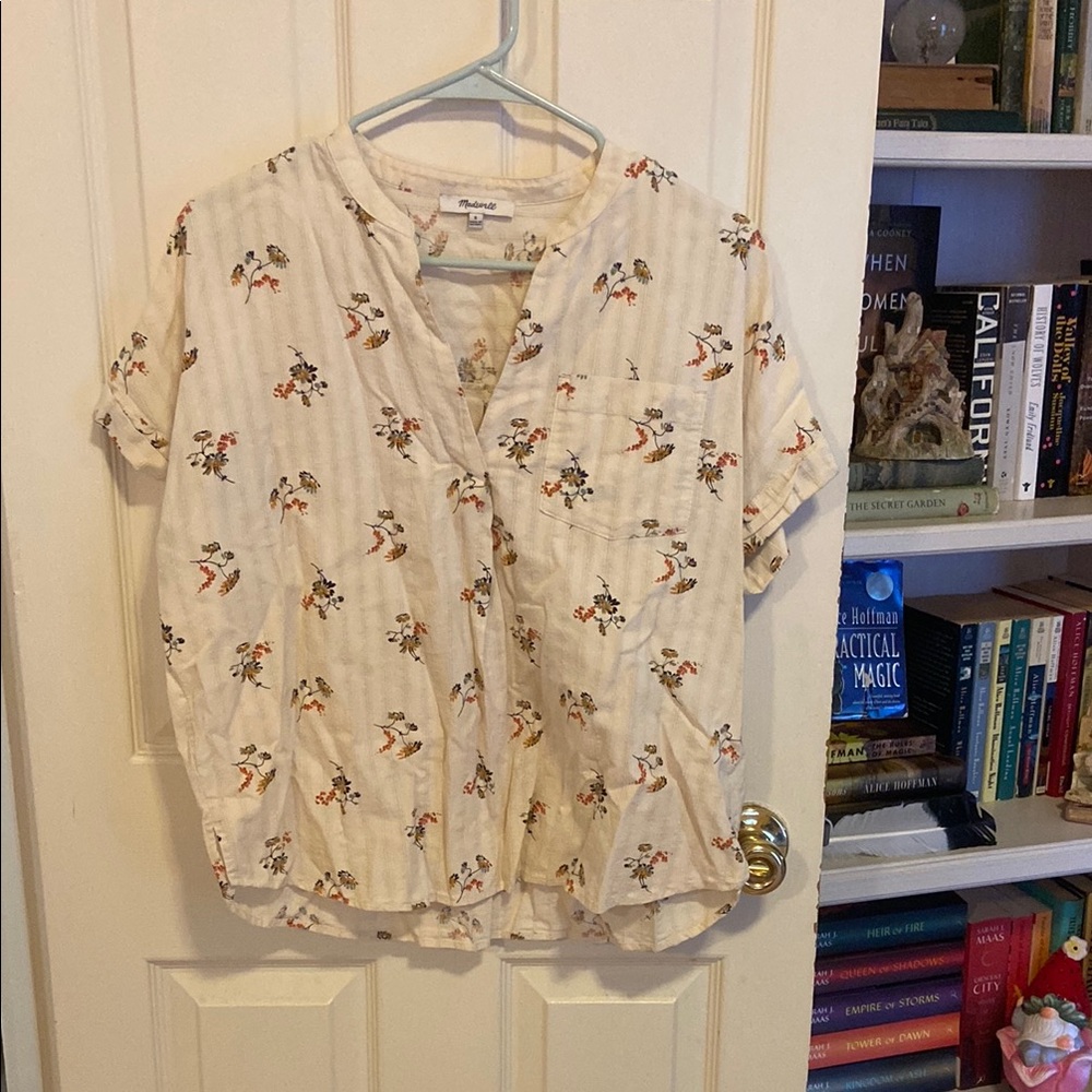 Madewell Cream Floral Button-Up Top